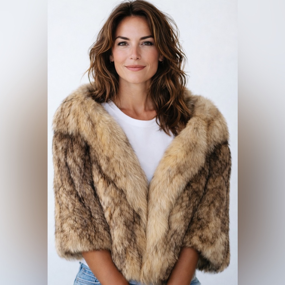 1980s Vintage Authentic Silver Fox Fur Jacket